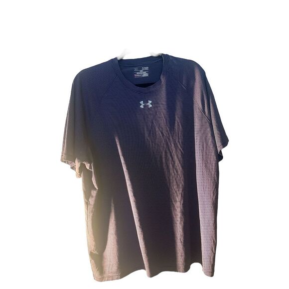 Under Armour Men's HeatGear Striped Performance Athletic Purple T-Shirt‎ XL - Picture 1 of 6